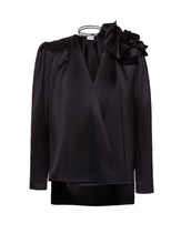 Lade das Bild in den Galerie-Viewer, Magda Butrym &quot;Classic shirred flower blouse in black&quot;
