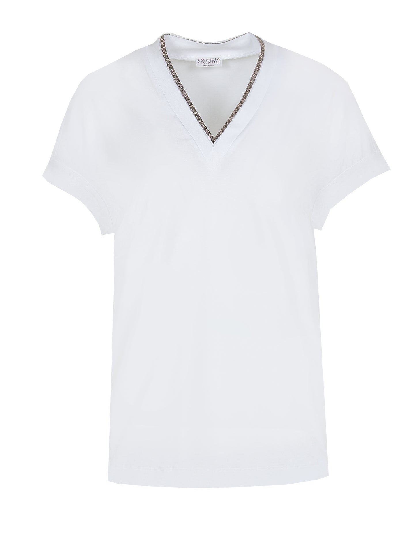 Brunello Cucinelli T-Shirt mit V-Ausschnitt in weiß