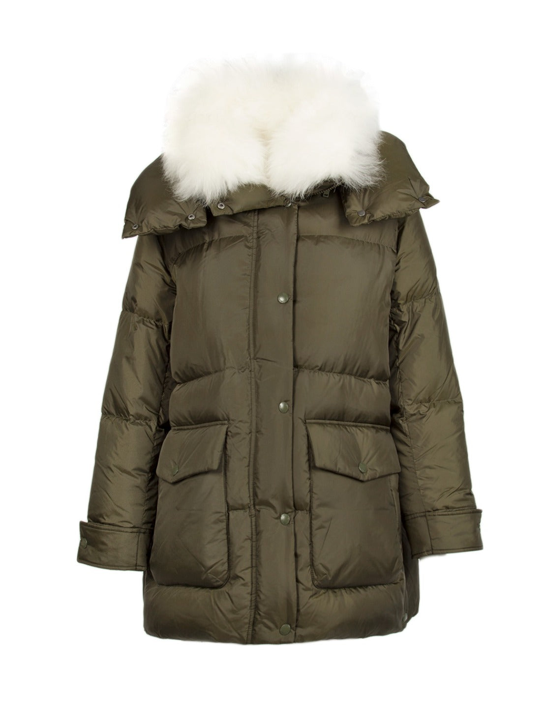 Down jacket YS Army with Shearling collar